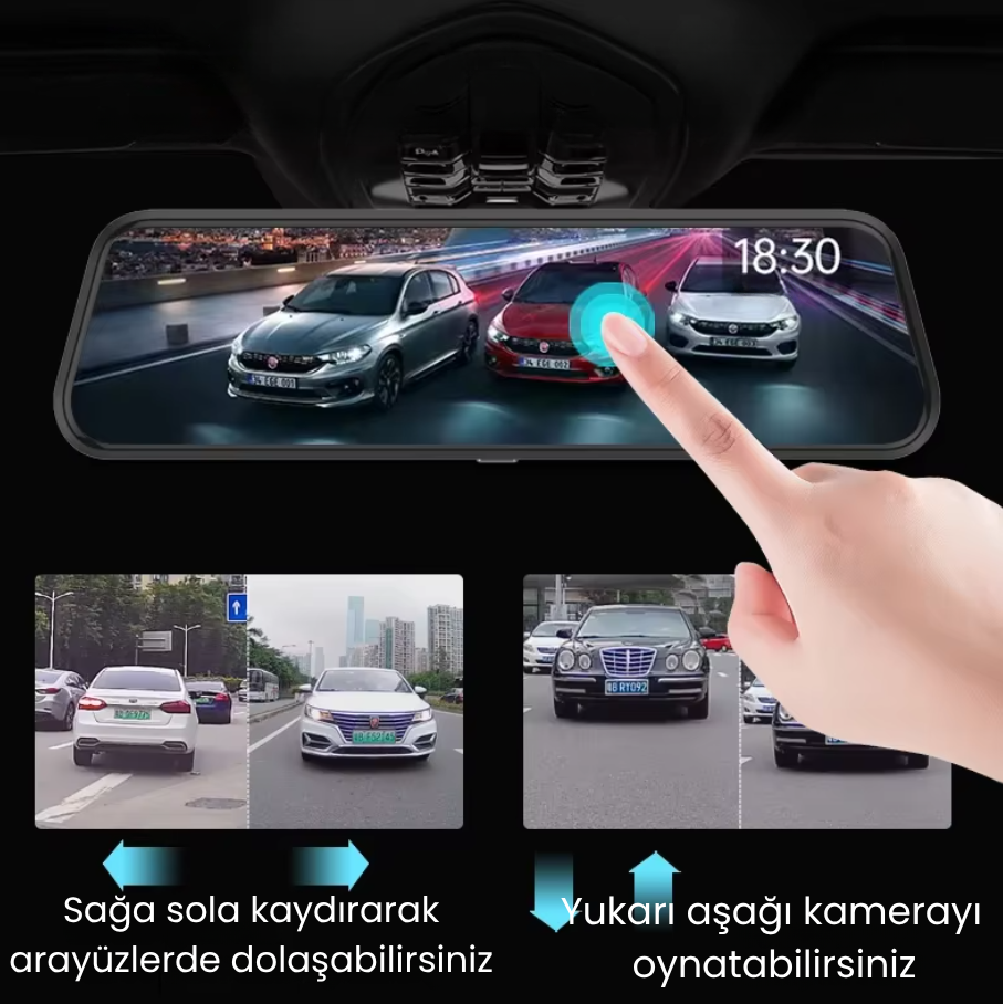 Yeni Nesil 10 İnç Full HD Çift Kameralı Akıllı Dikiz Aynası